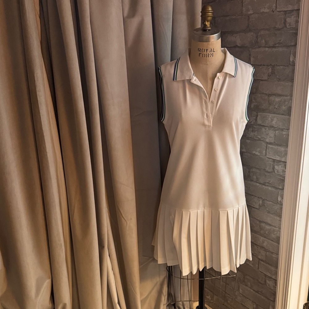 Tory Sport White Pleated tennis Dress